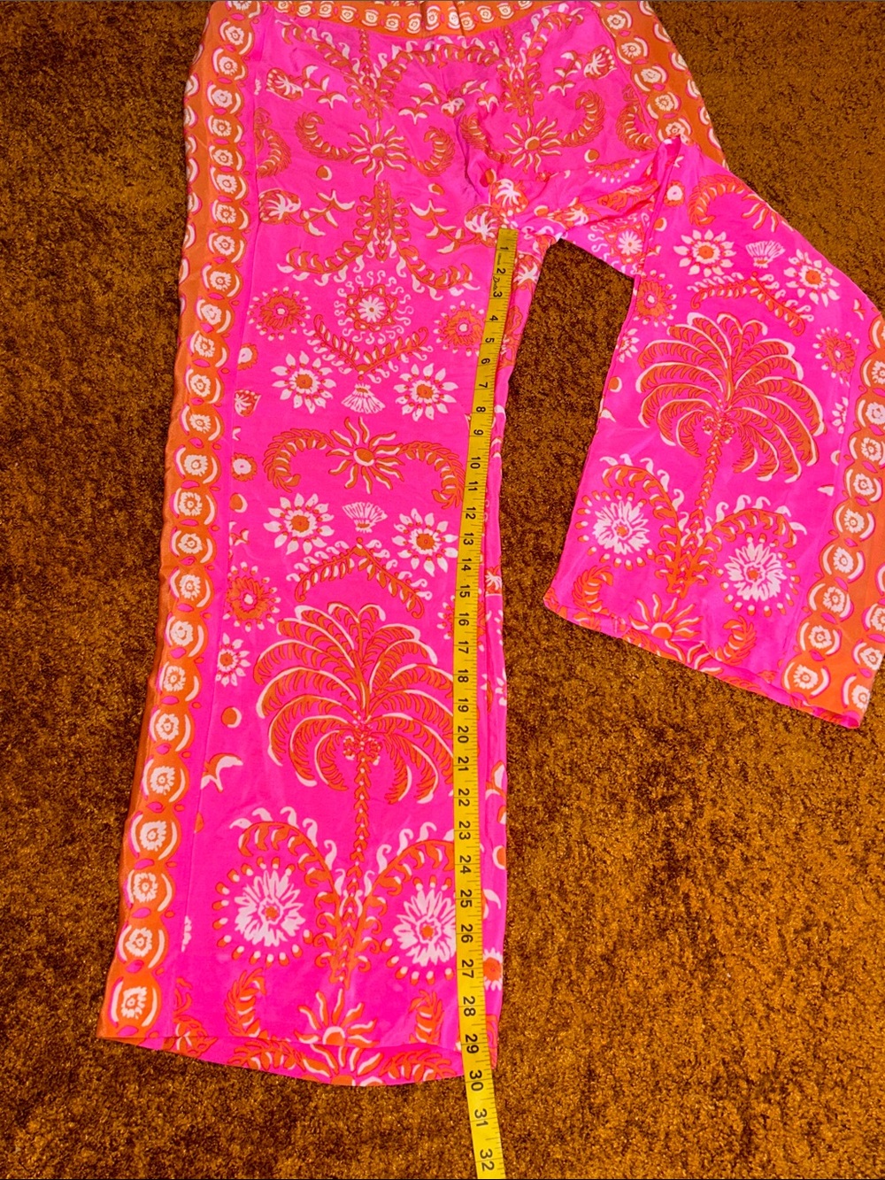 Lilly Pulitzer Pink & Orange Tropical Wide-Leg Pants - Picture 5 of 6